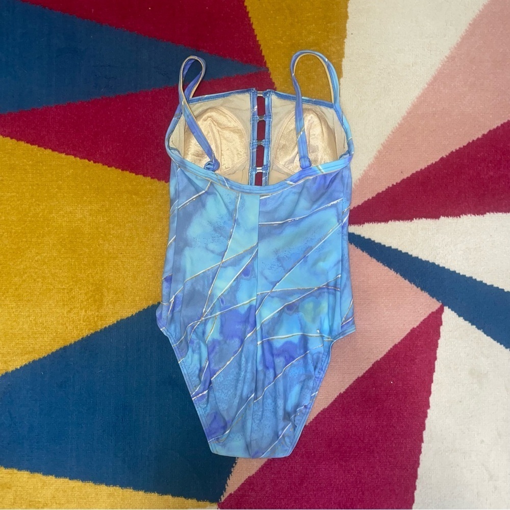 Christina Vintage One Piece Blue Swimsuit Small - Picture 5 of 7